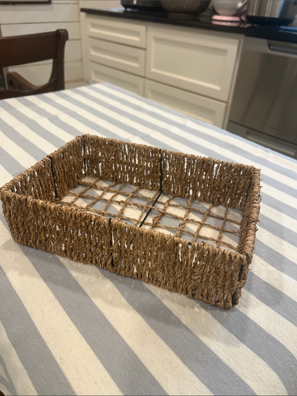 Vintage Natural Seagrass Rectangular Organizer Tray